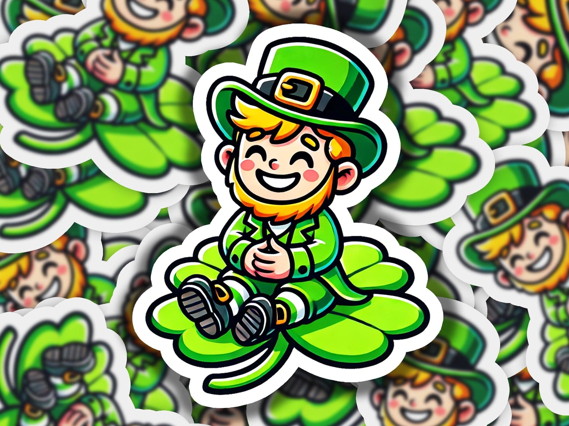 a st patrick's day sticker with a lepreti saint patrick '