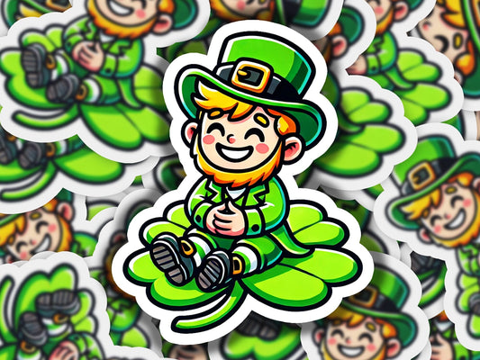 a st patrick's day sticker with a lepreti saint patrick '