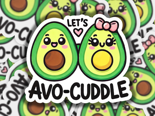 an avocado sticker with a bow on it