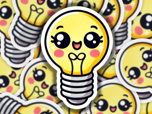 a bunch of stickers with a light bulb on them