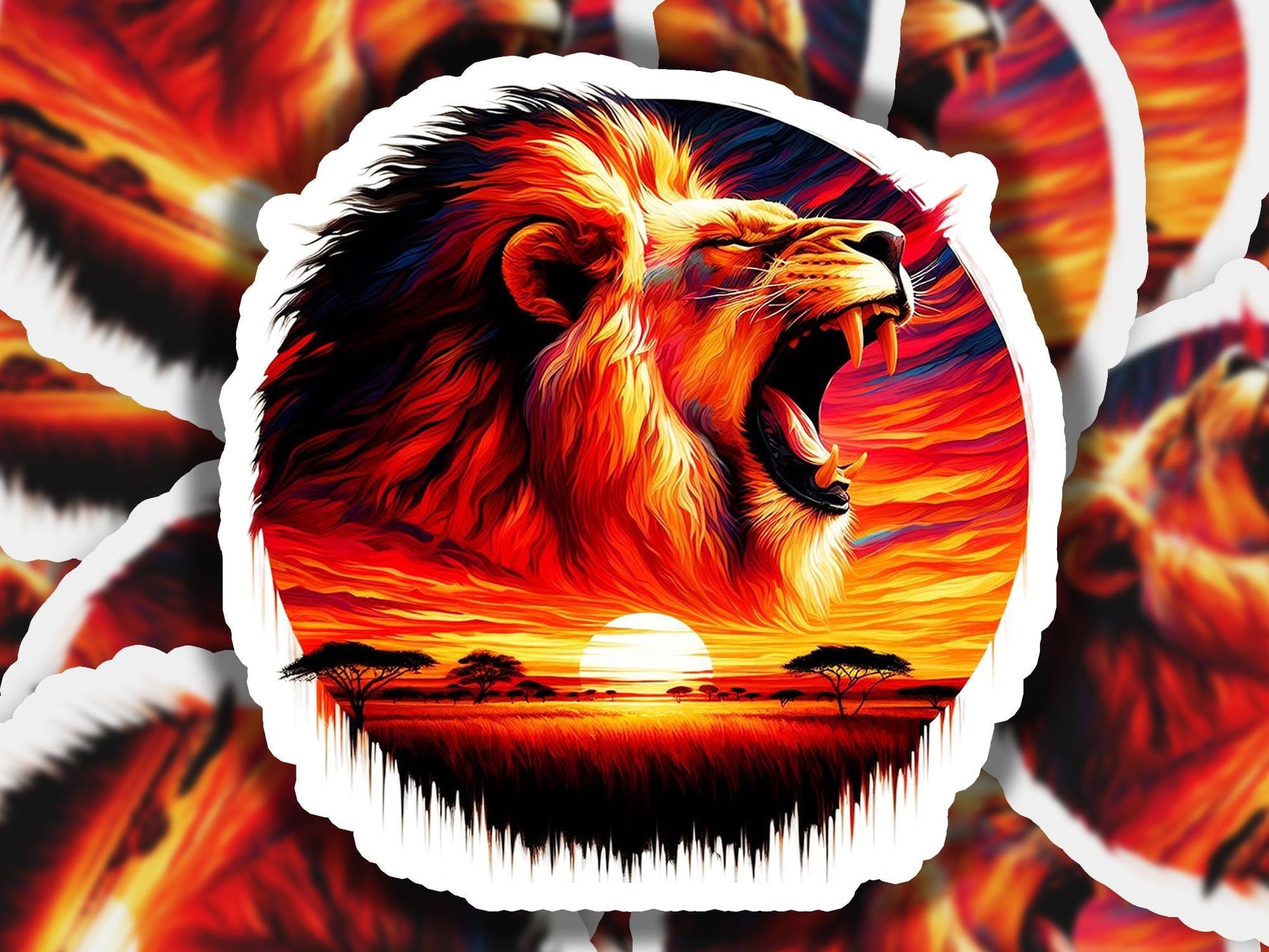 a picture of a lion with its mouth open