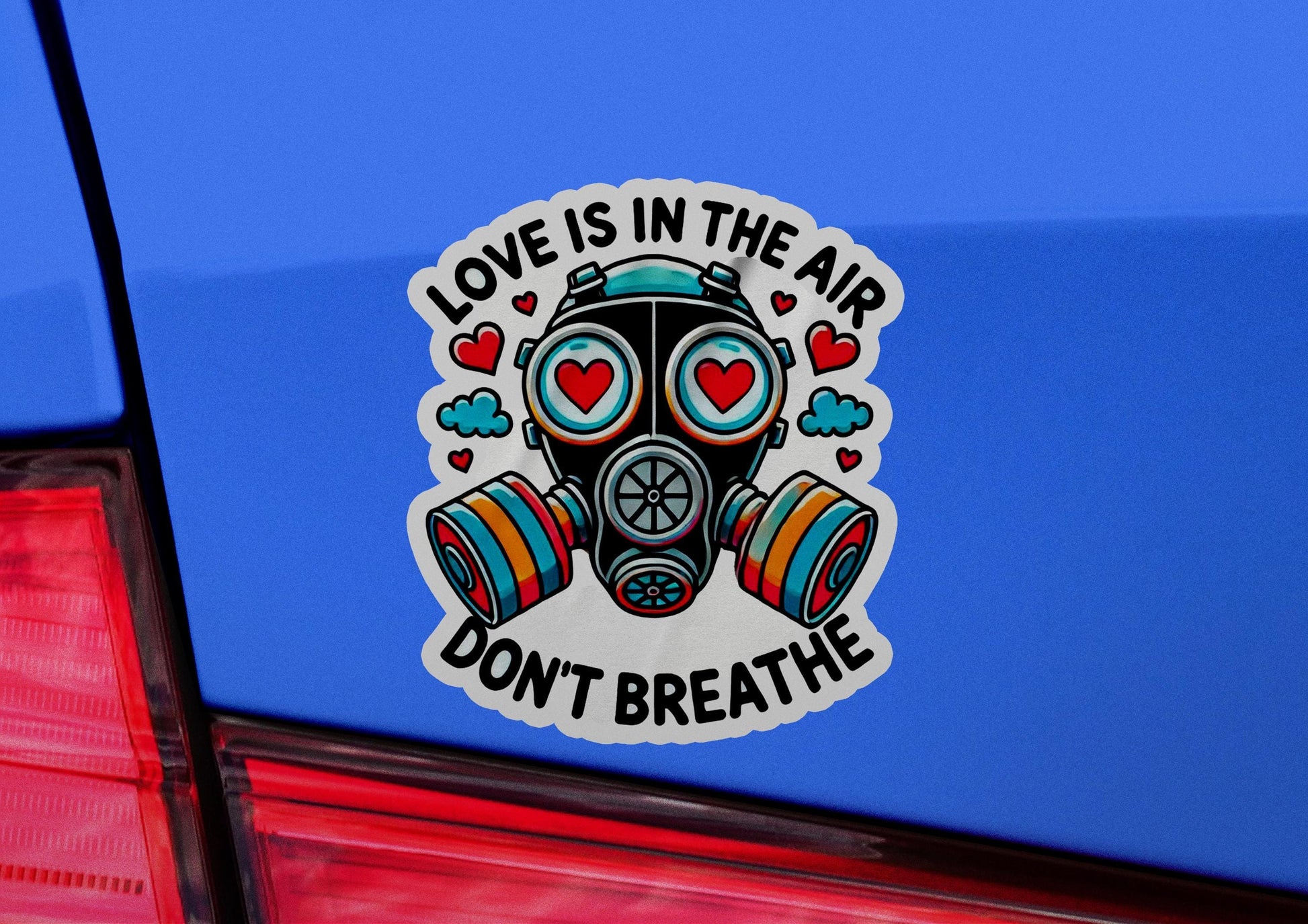 Love is in the Air. Don't Breathe Vinyl Sticker | Dishwasher Safe & Durable | Custom Sizes | Fast Shipping | Made in USA 2 Fiesta Doodle waterproof vinyl sticker. dishwasher safe outdoor sticker.