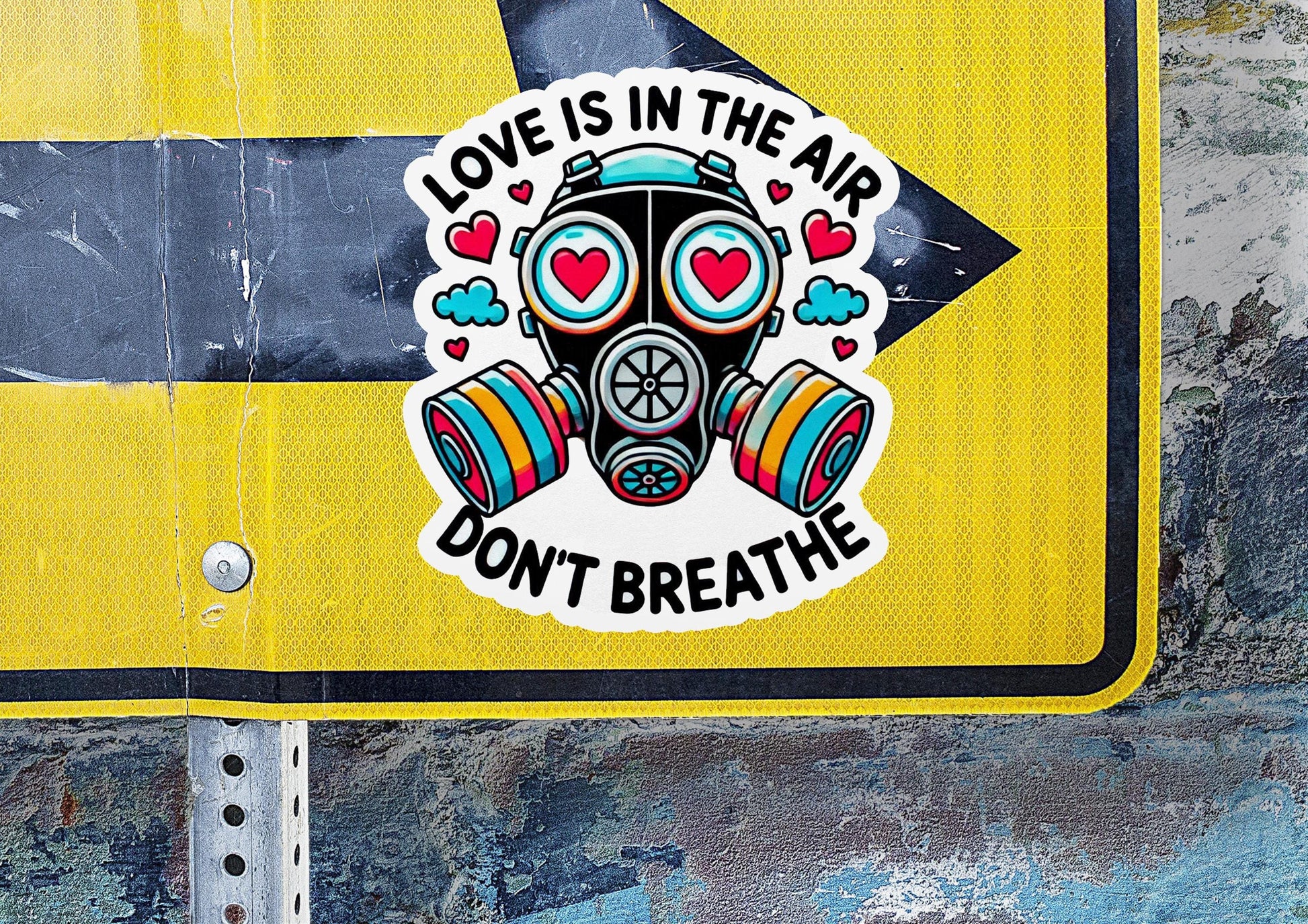 Love is in the Air. Don't Breathe Vinyl Sticker | Dishwasher Safe & Durable | Custom Sizes | Fast Shipping | Made in USA 2 Fiesta Doodle waterproof vinyl sticker. dishwasher safe outdoor sticker.