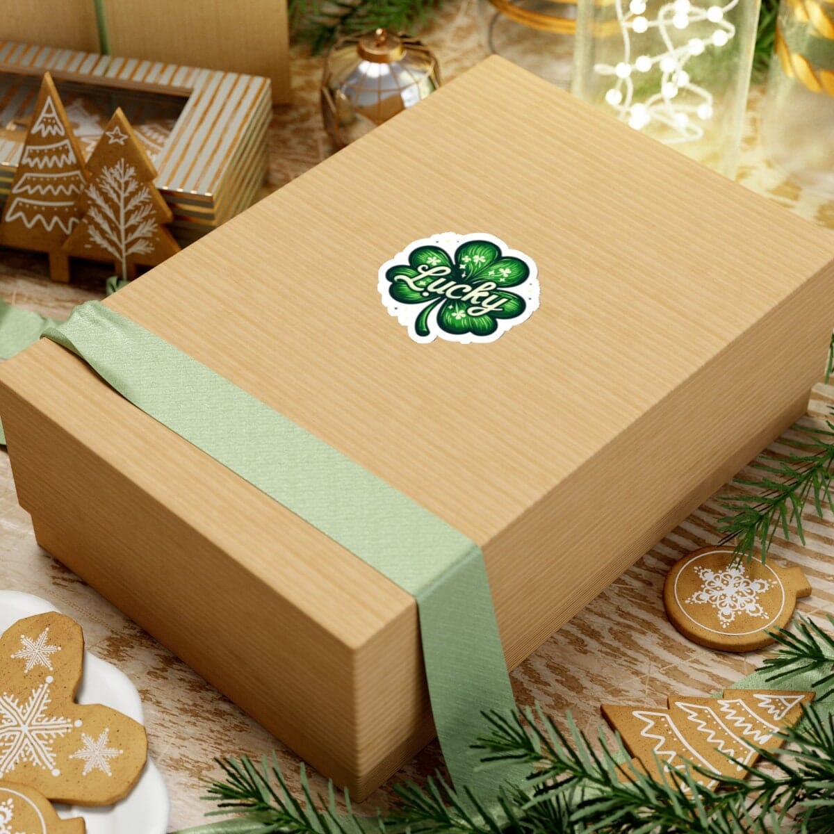 Lucky Clover White Vinyl Sticker | Dishwasher Safe & Durable | Custom Sizes | Fast Shipping | Made in USA Fiesta Doodle waterproof vinyl sticker. dishwasher safe outdoor sticker.