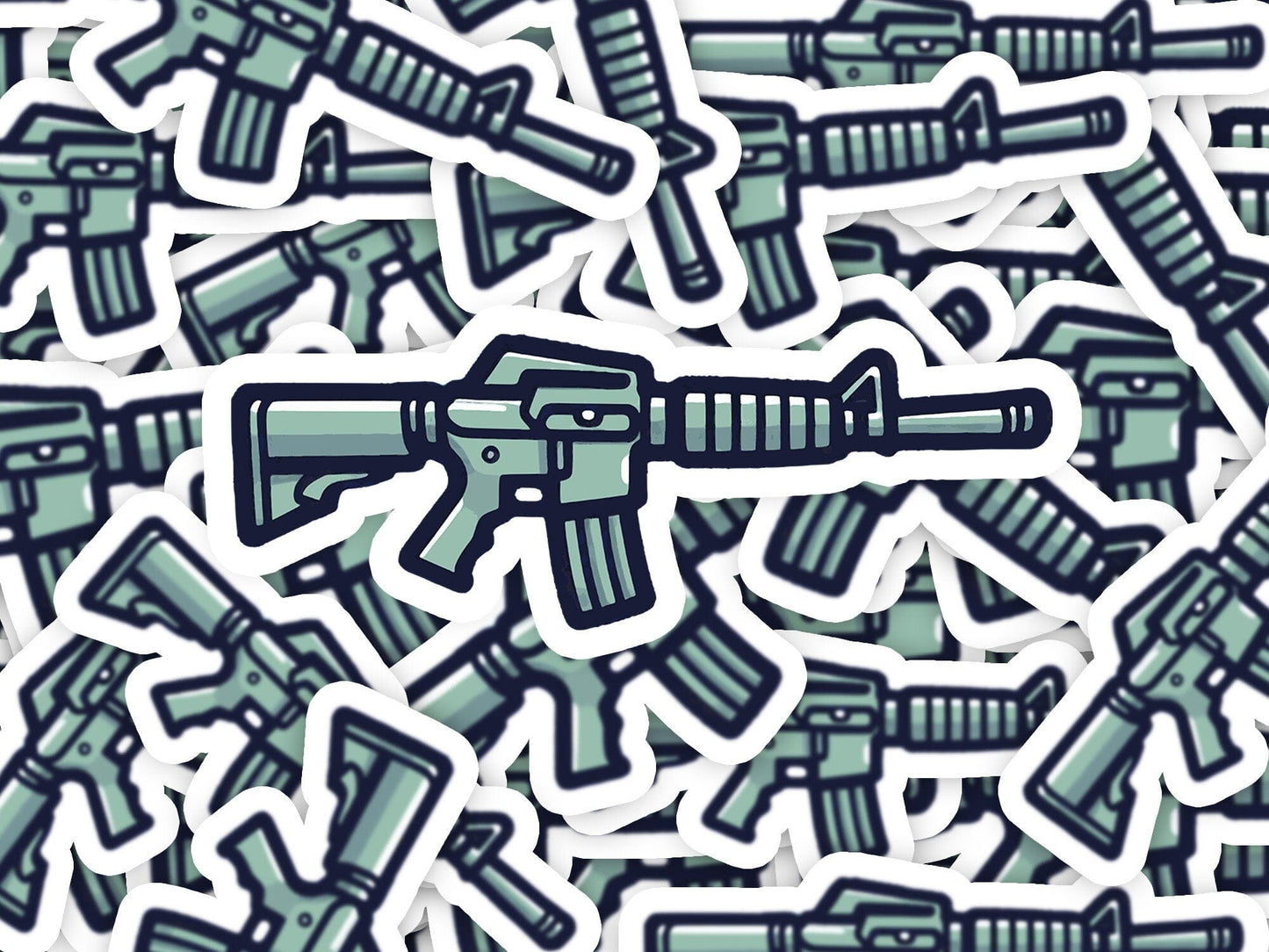 M16 Rifle Vinyl Sticker | Dishwasher Safe & Durable | Custom Sizes | Fast Shipping | Made in USA Fiesta Doodle waterproof vinyl sticker. dishwasher safe outdoor sticker.