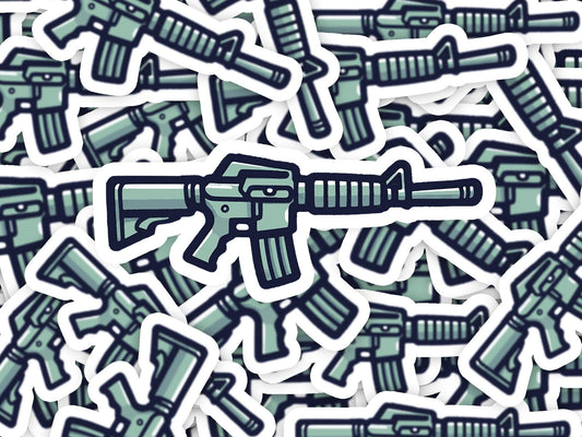 M16 Rifle Vinyl Sticker | Dishwasher Safe & Durable | Custom Sizes | Fast Shipping | Made in USA Fiesta Doodle waterproof vinyl sticker. dishwasher safe outdoor sticker.