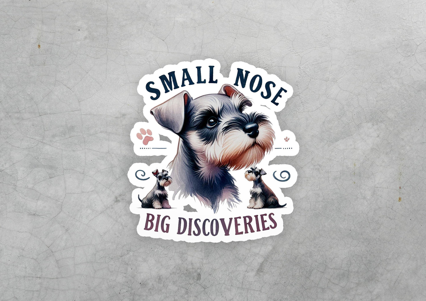 a sticker of a dog with a small nose