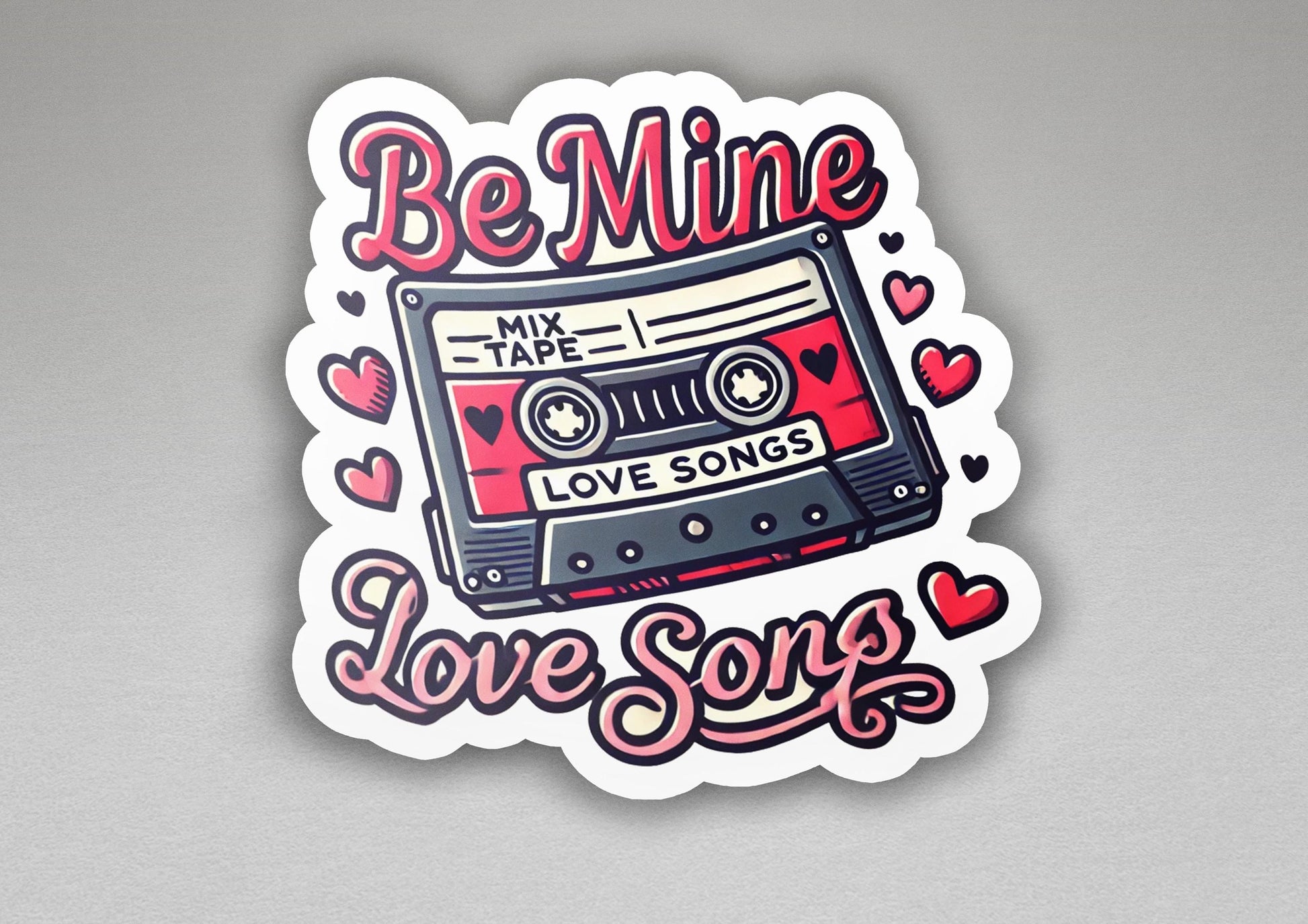 a sticker that says be mine love songs