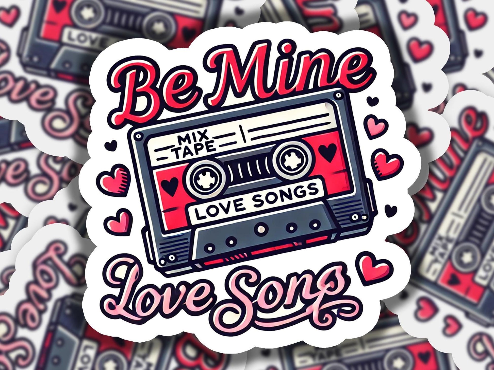 a sticker that says be mine love songs