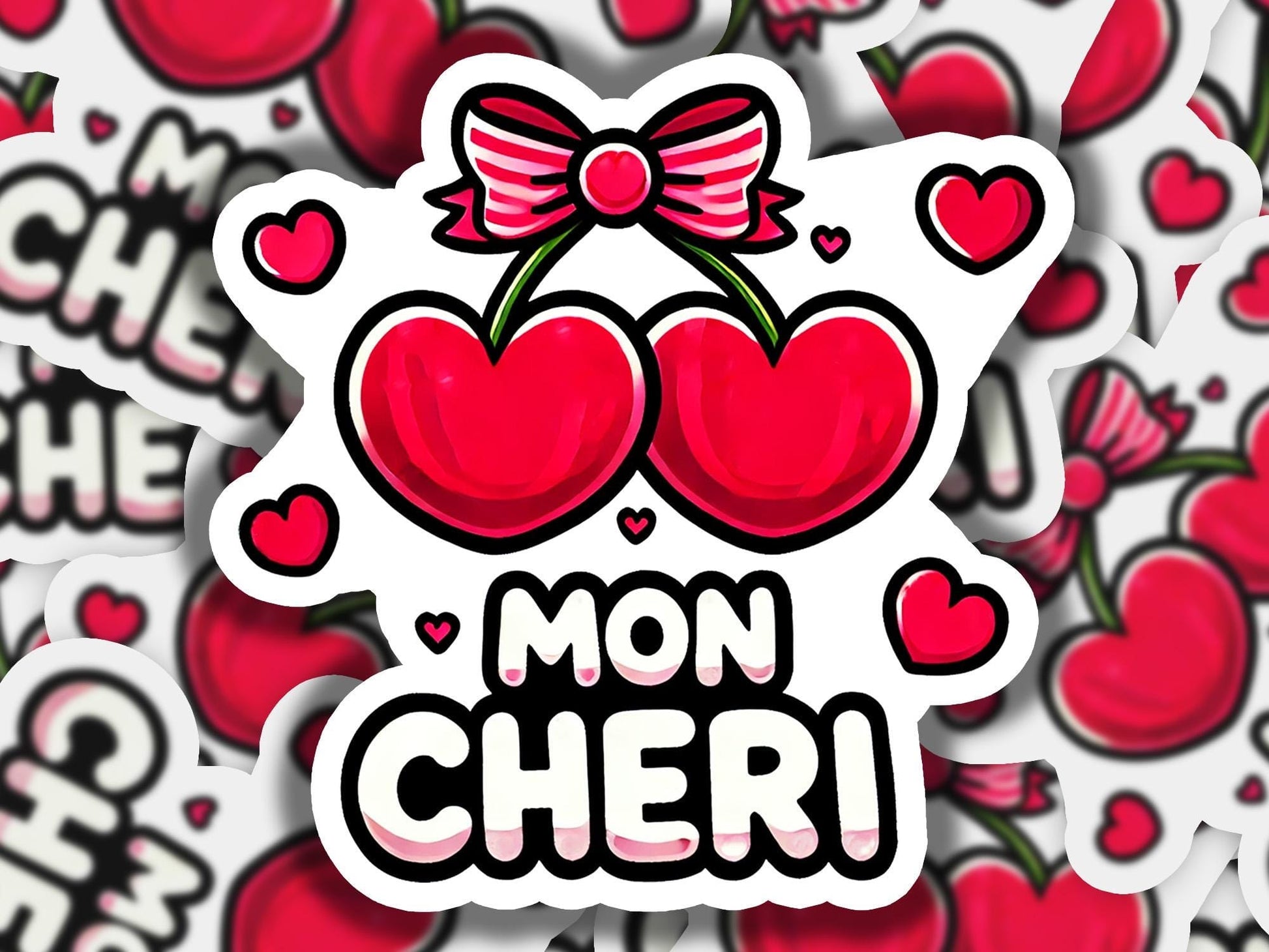 a bunch of stickers with cherries on them