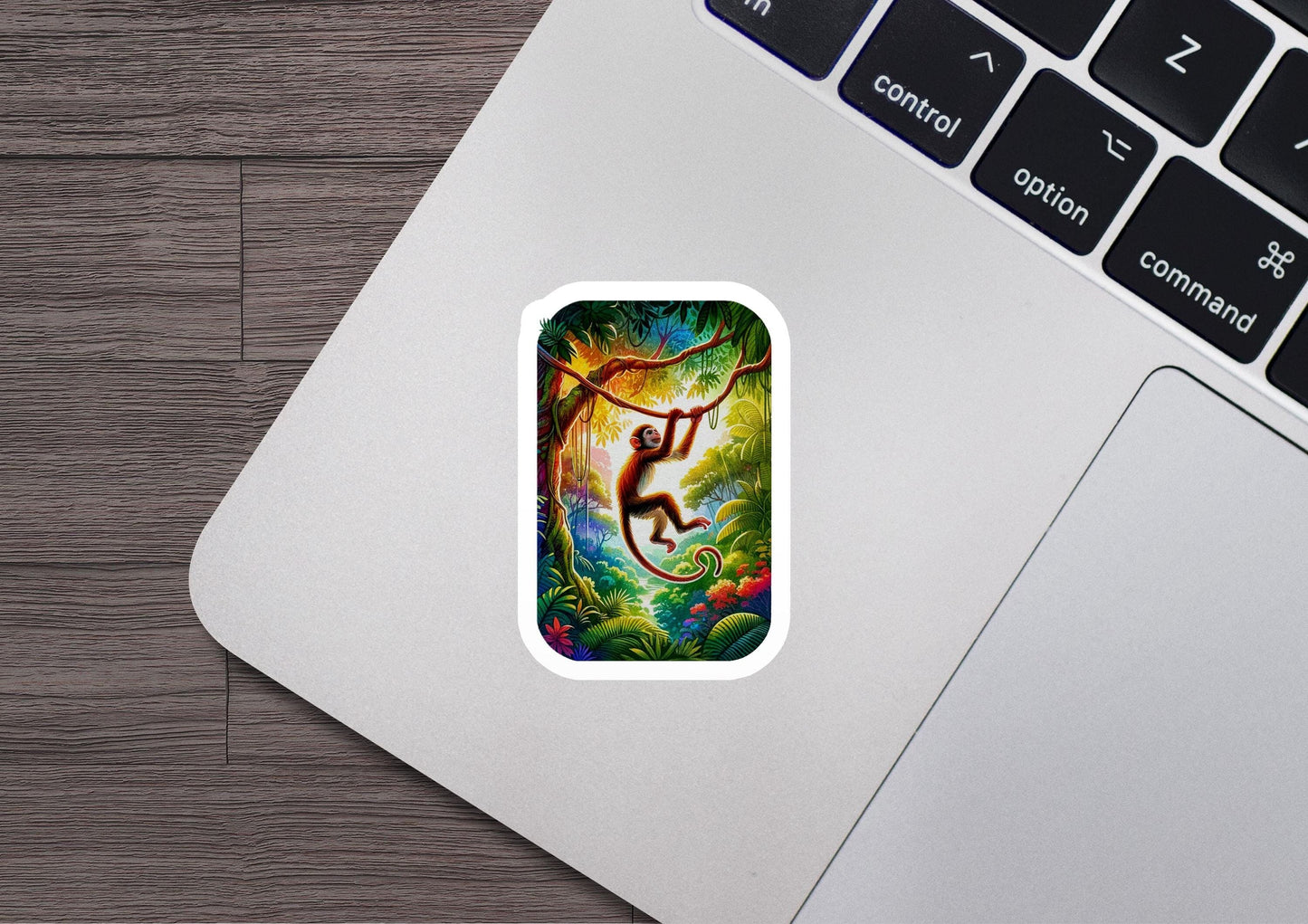 a sticker of a monkey on a tree branch