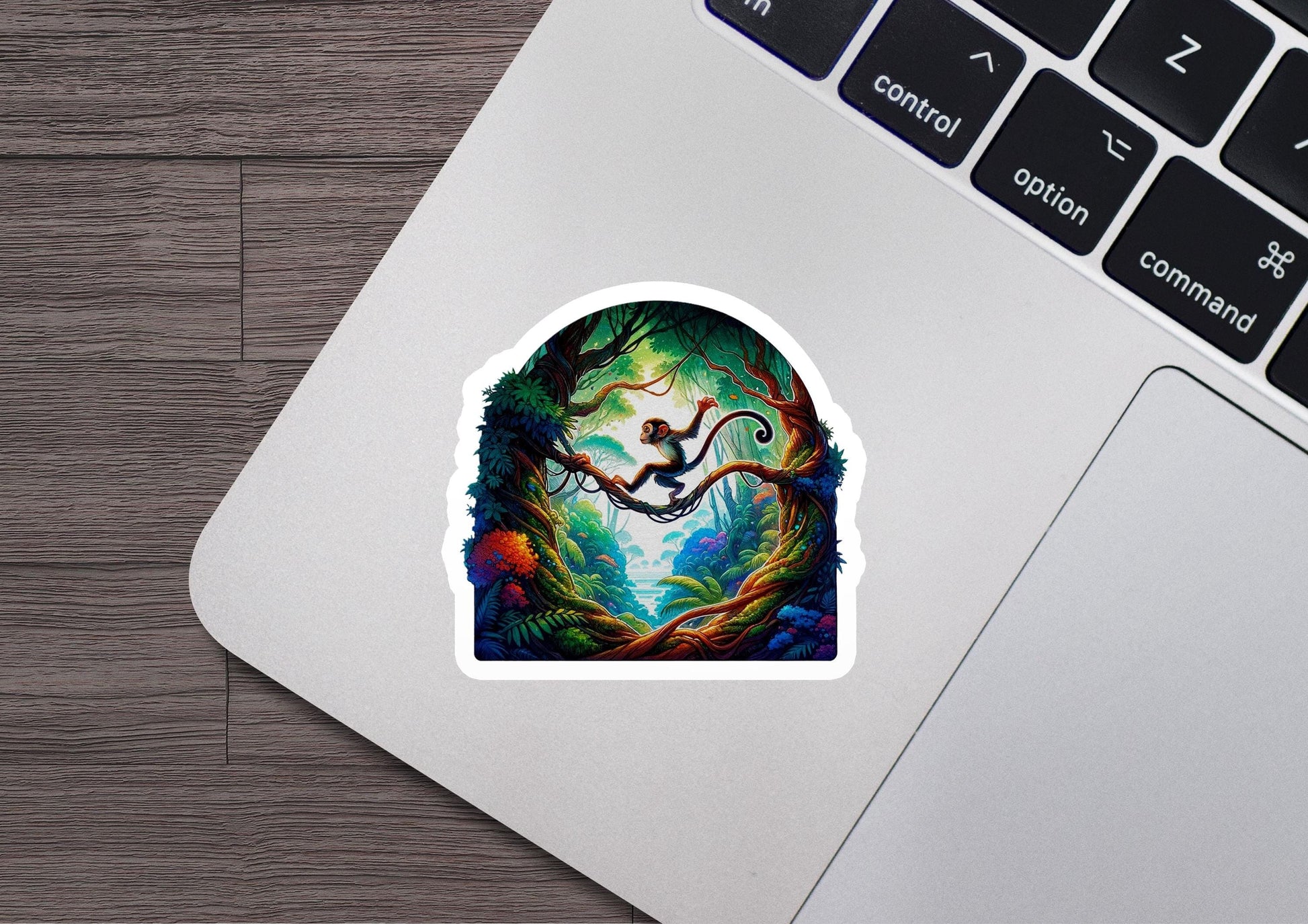 a laptop with a sticker of a tree with a bird on it