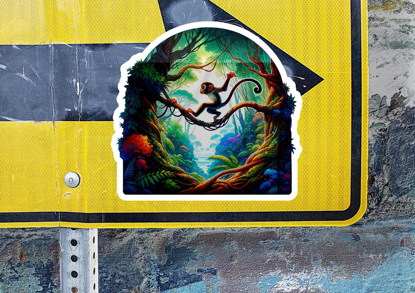 a sticker of a tree with a bird on it