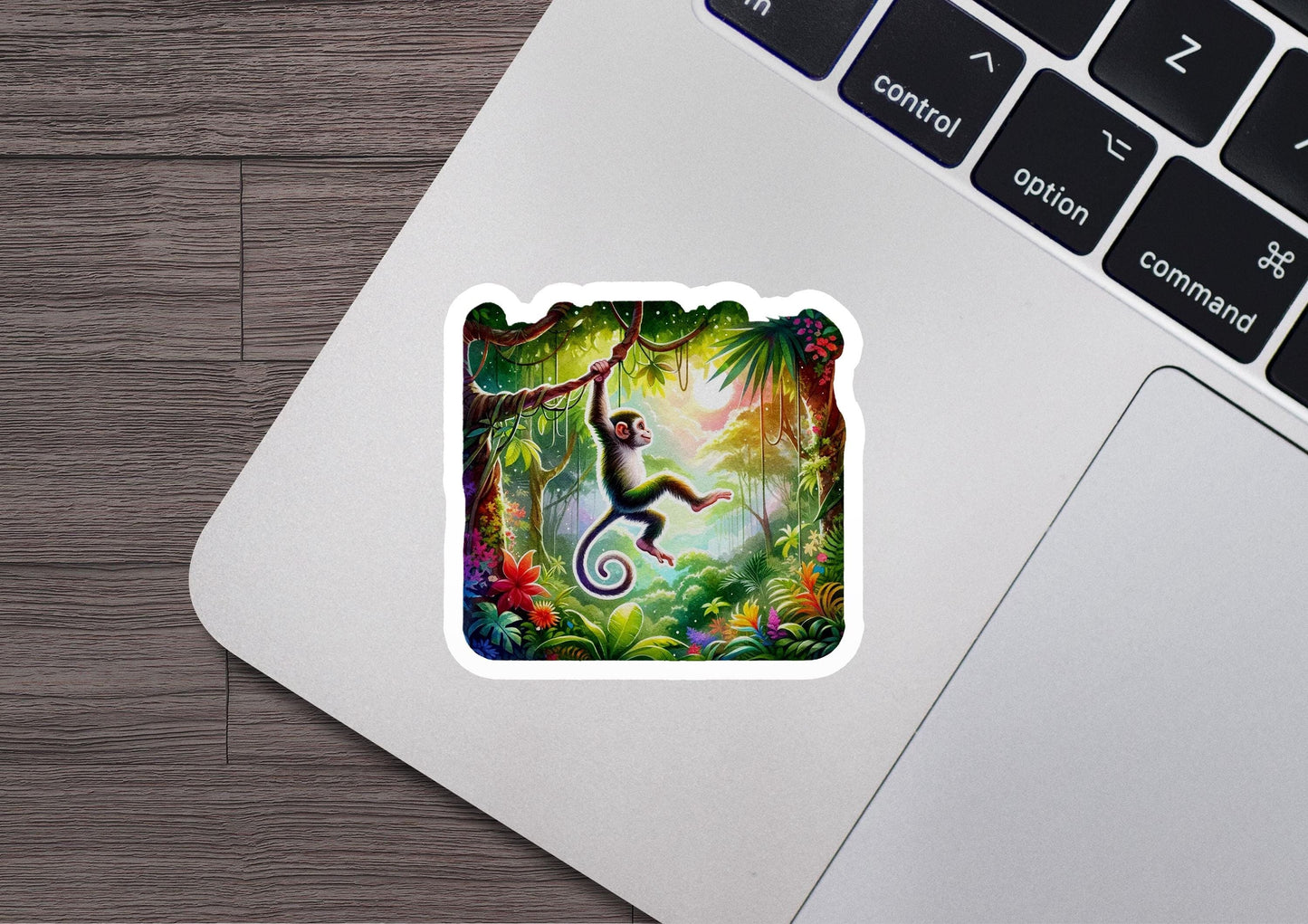 a sticker of a monkey in the jungle