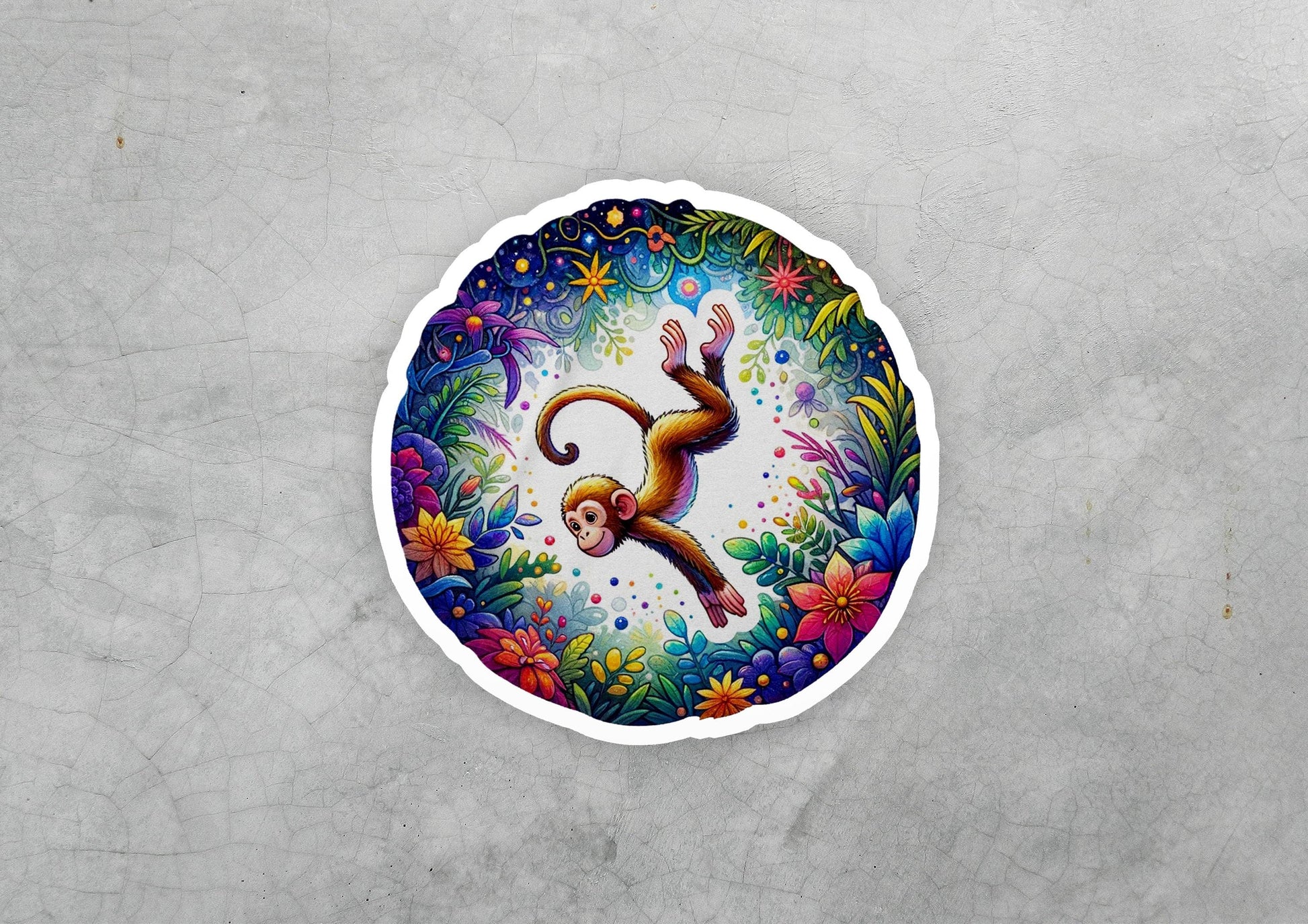 a sticker with a monkey on it