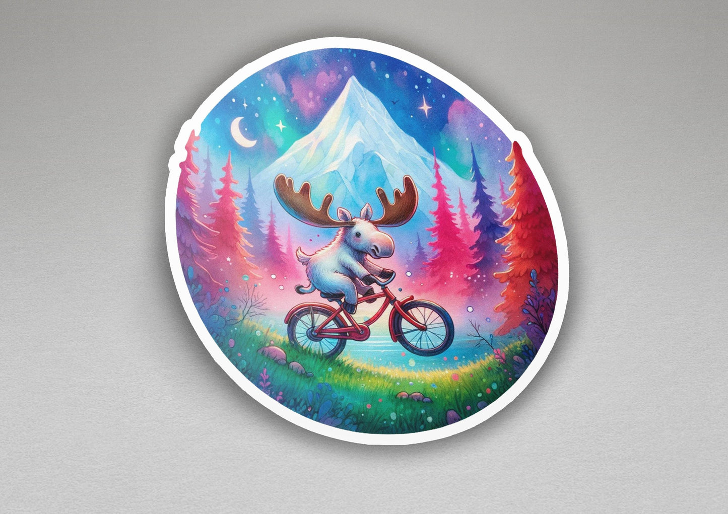 a picture of a moose riding a bike