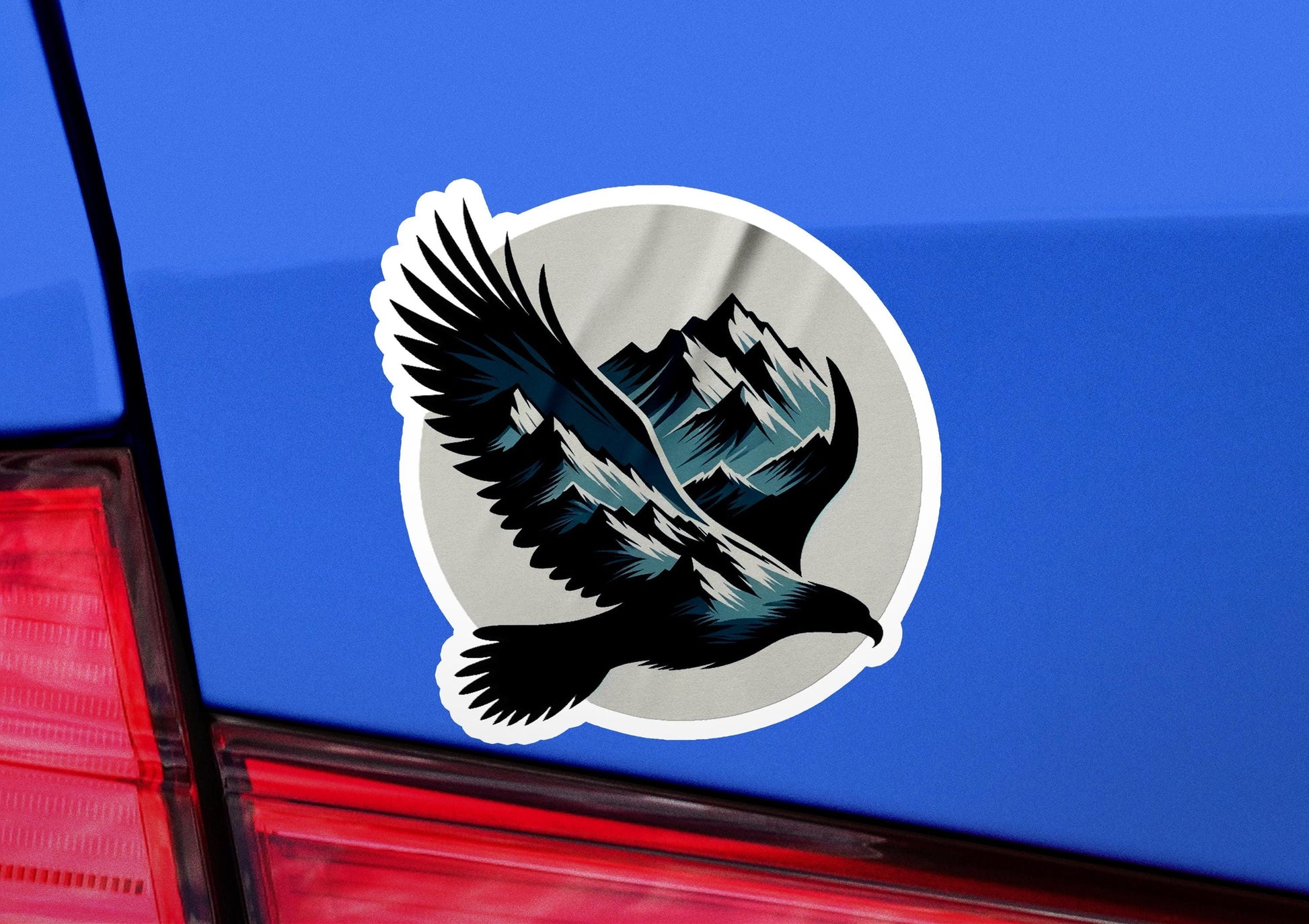 a sticker of a bird flying in the sky