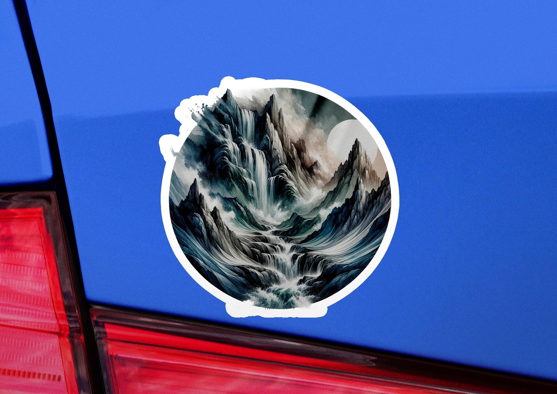 a close up of a sticker on a car