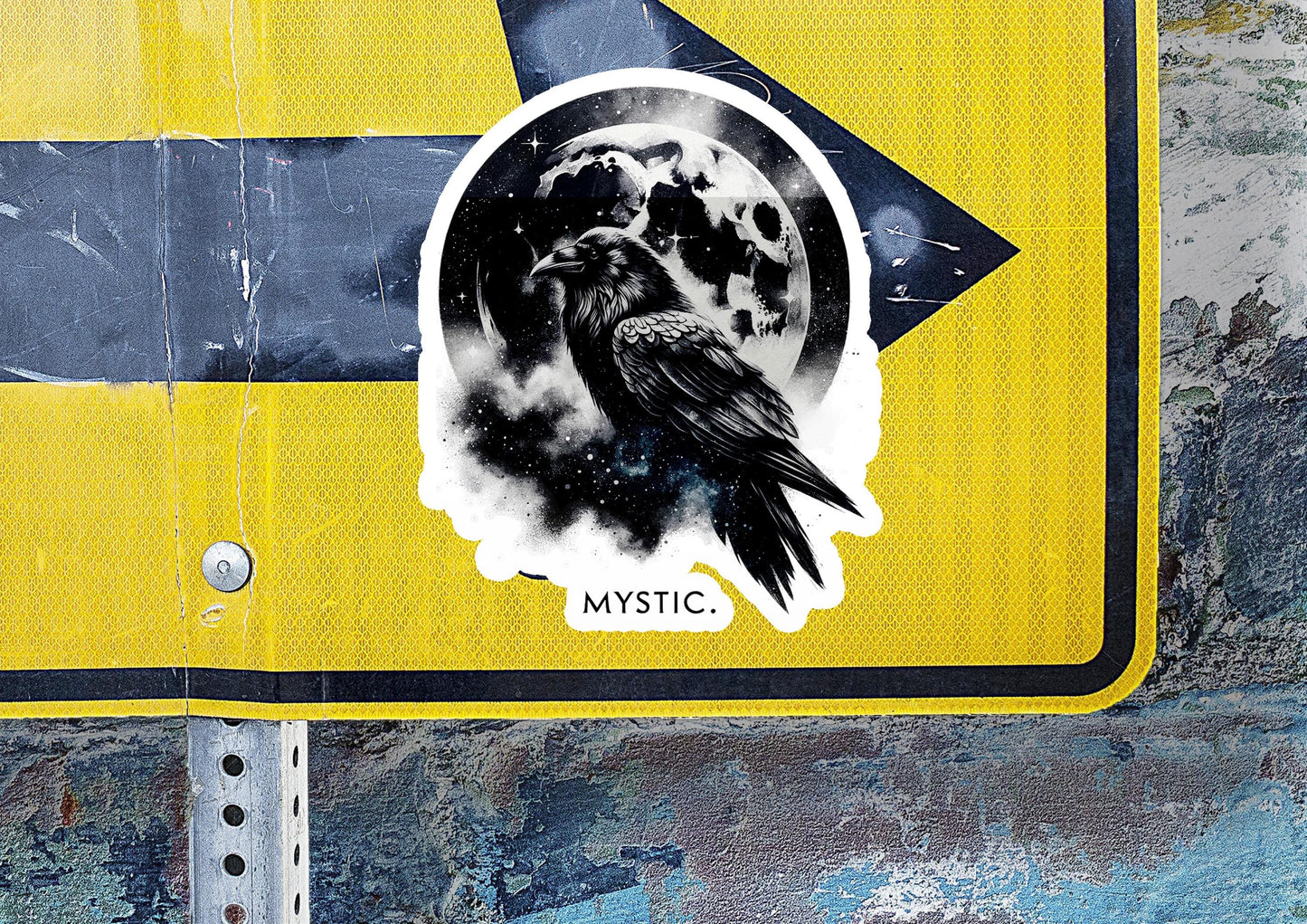 a yellow sign with a black bird on it