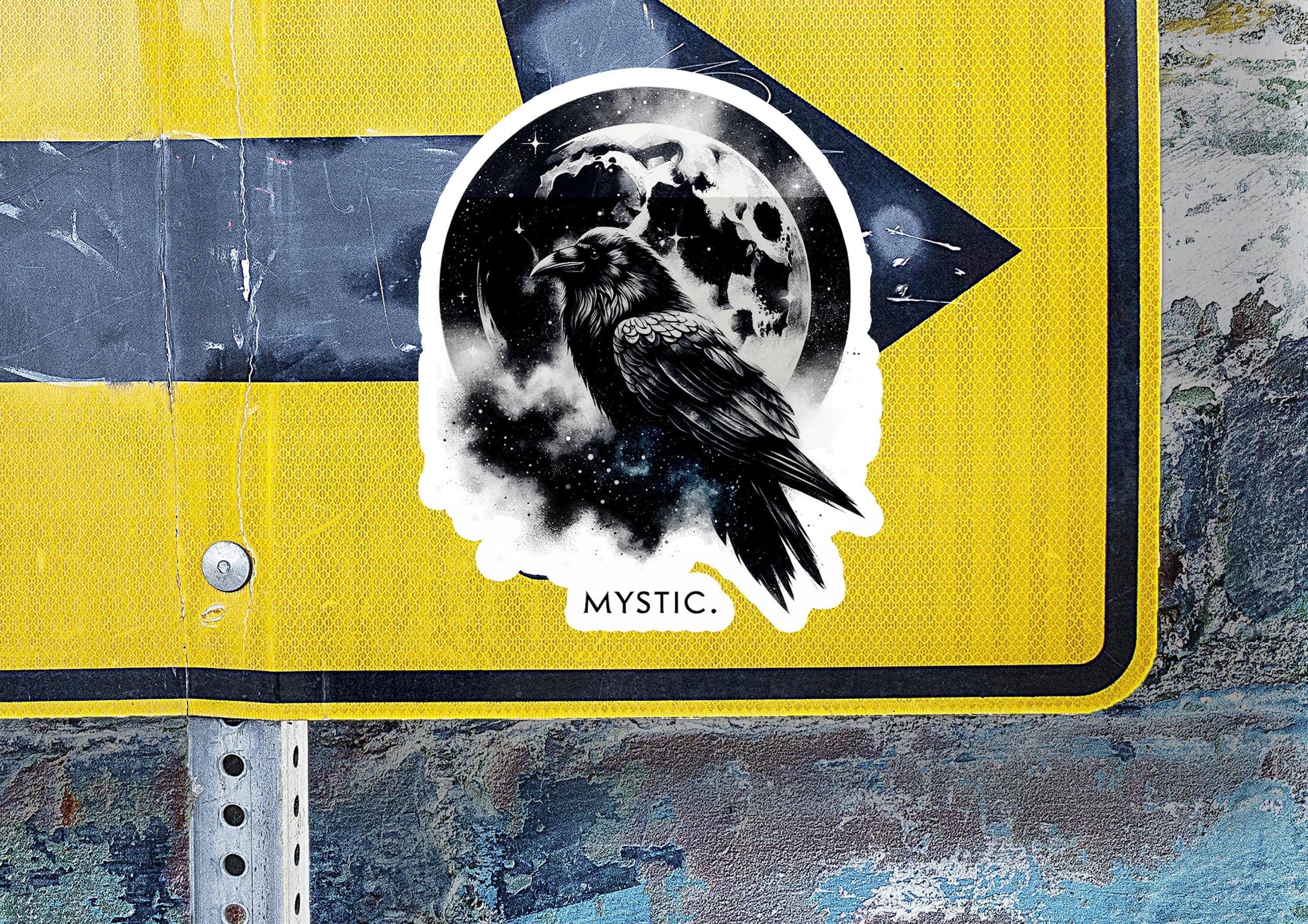 a yellow sign with a black bird on it