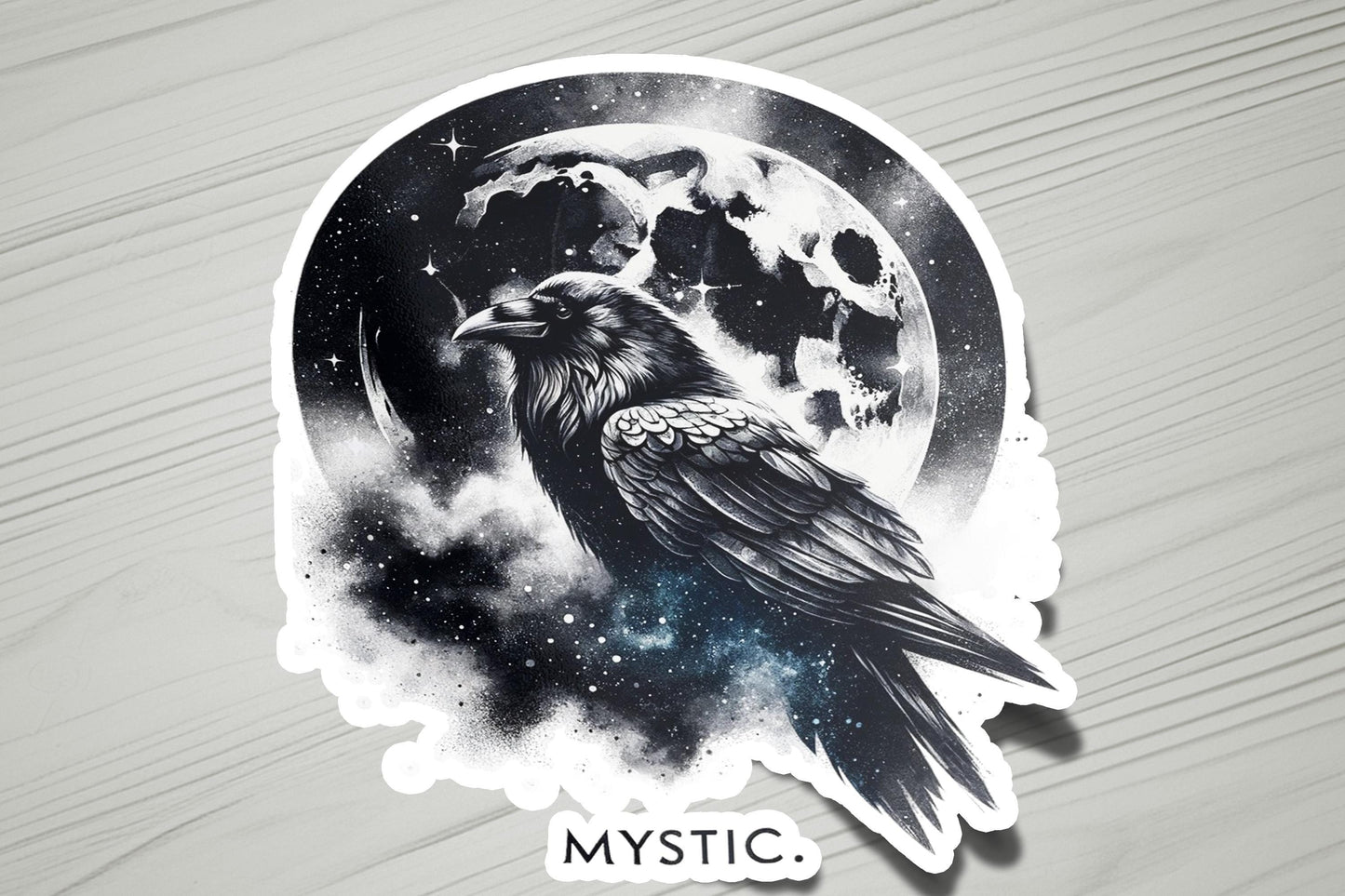 a sticker of a bird sitting on a table