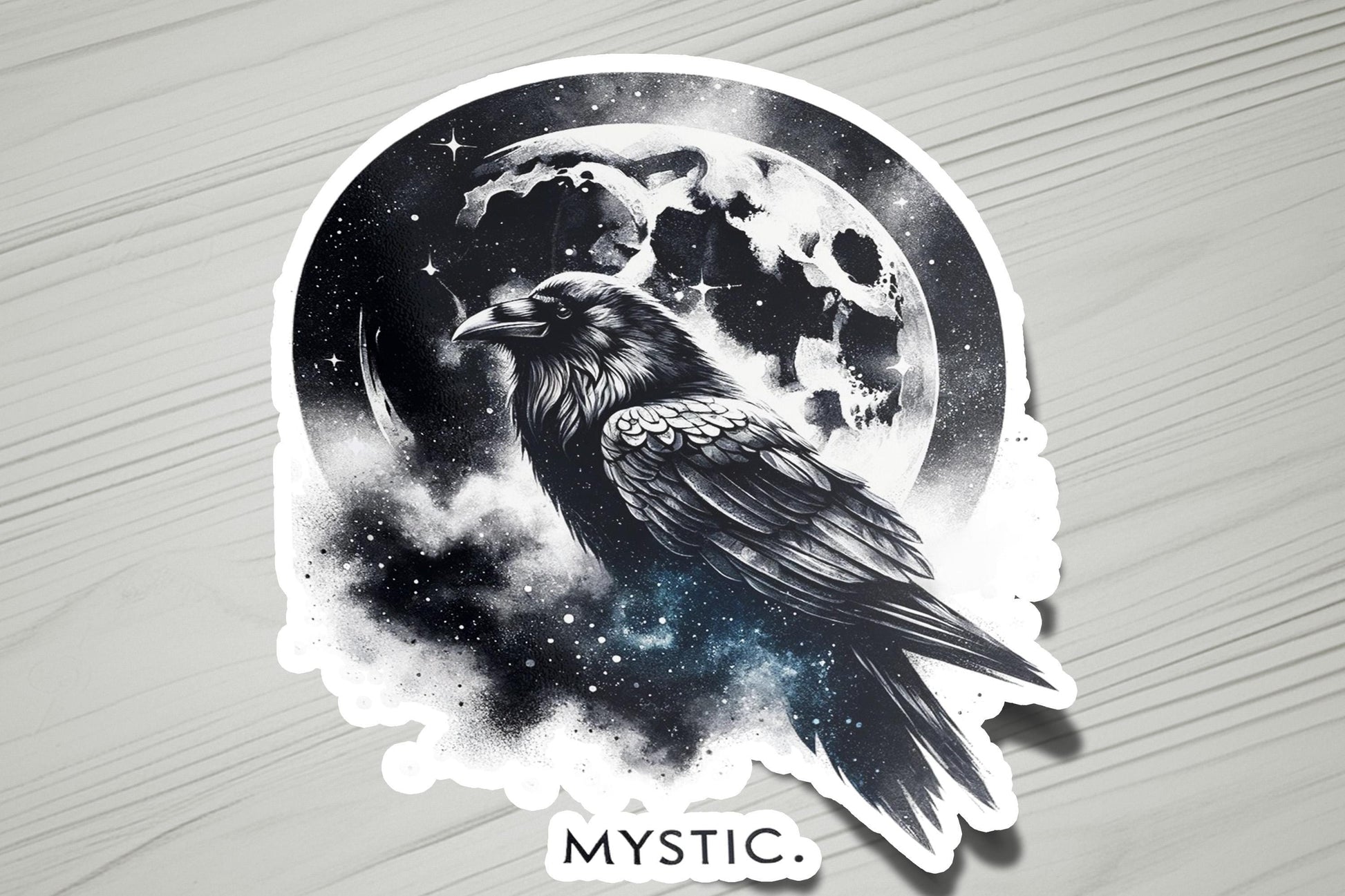a sticker of a bird sitting on a table