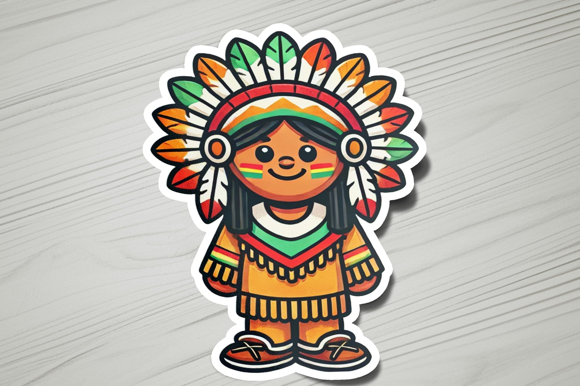 a sticker of a native american girl