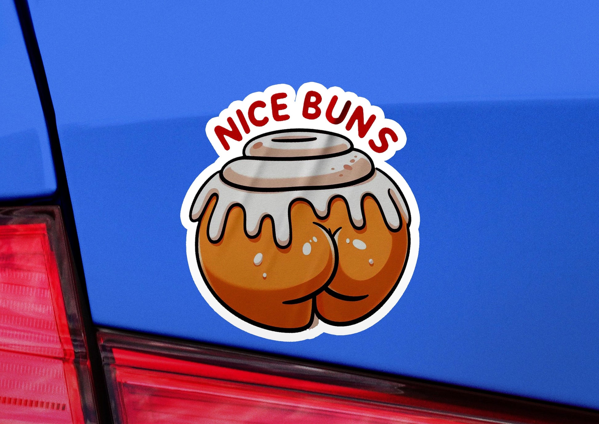 a close up of a car with a sticker on it