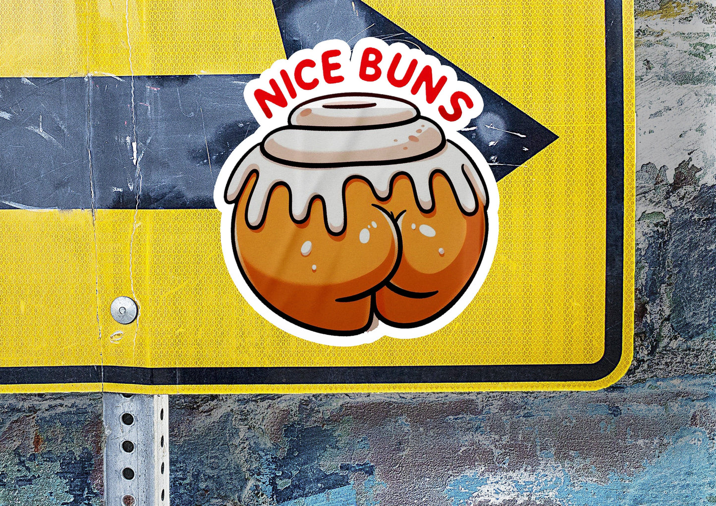 a street sign with a picture of a pot of buns on it