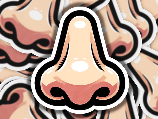 a close up of a sticker of a nose