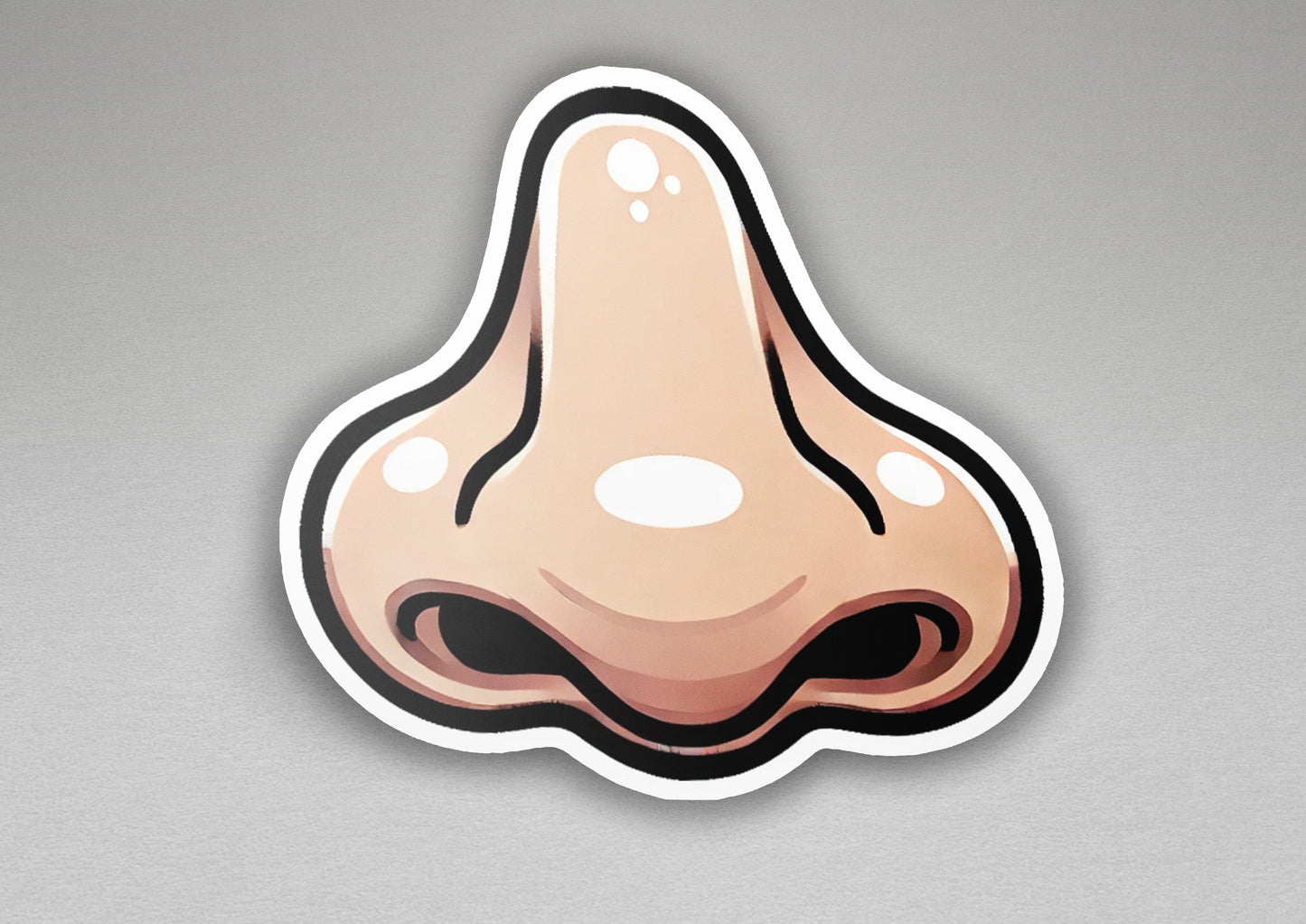 a sticker of a nose on a gray background