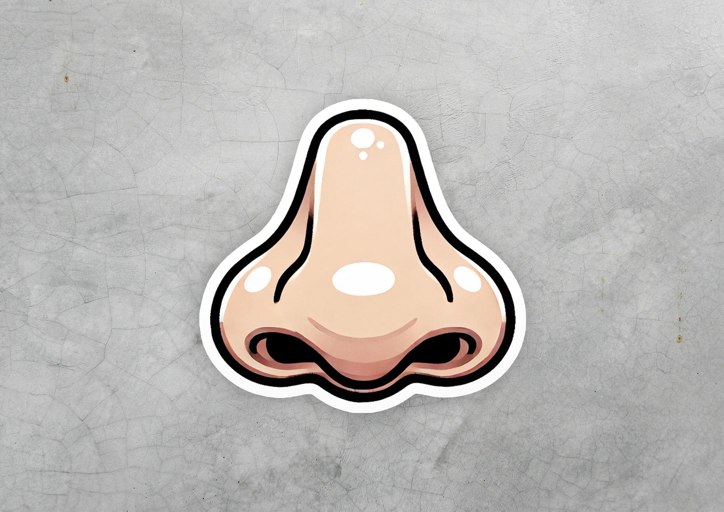 a sticker of a nose on a gray background