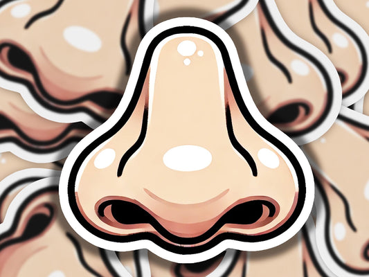 a close up of a sticker of a nose