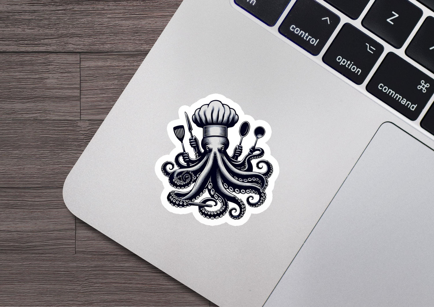 a sticker of an octopus with a chef's hat on it
