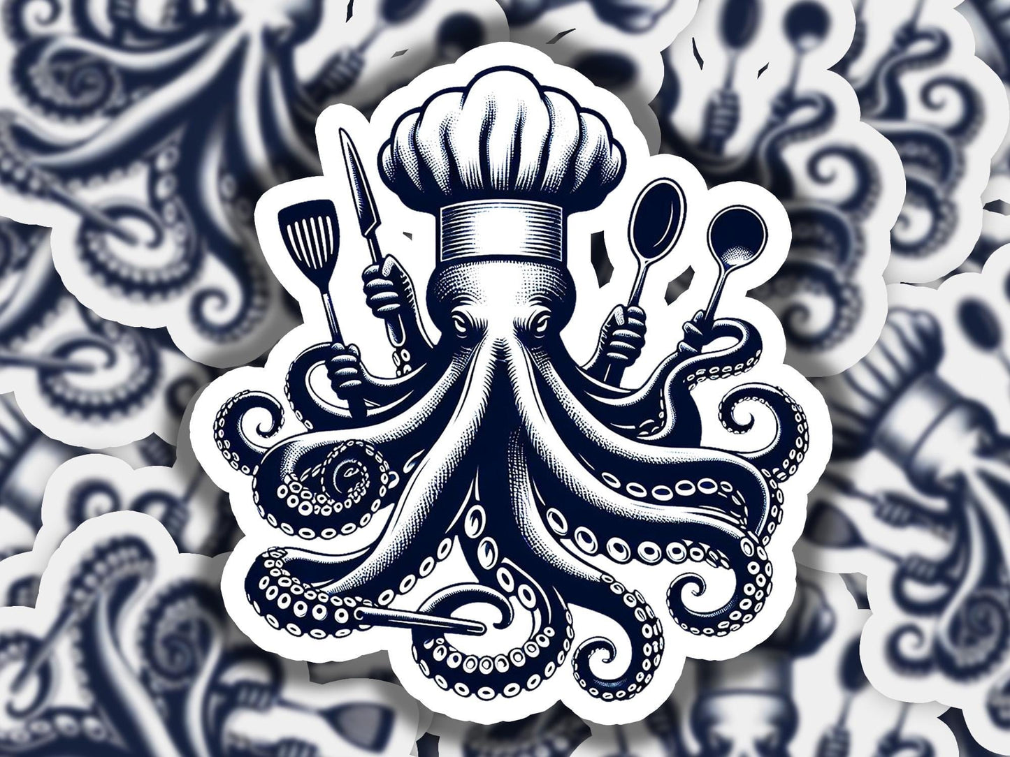 an octopus with a chef's hat on it's head