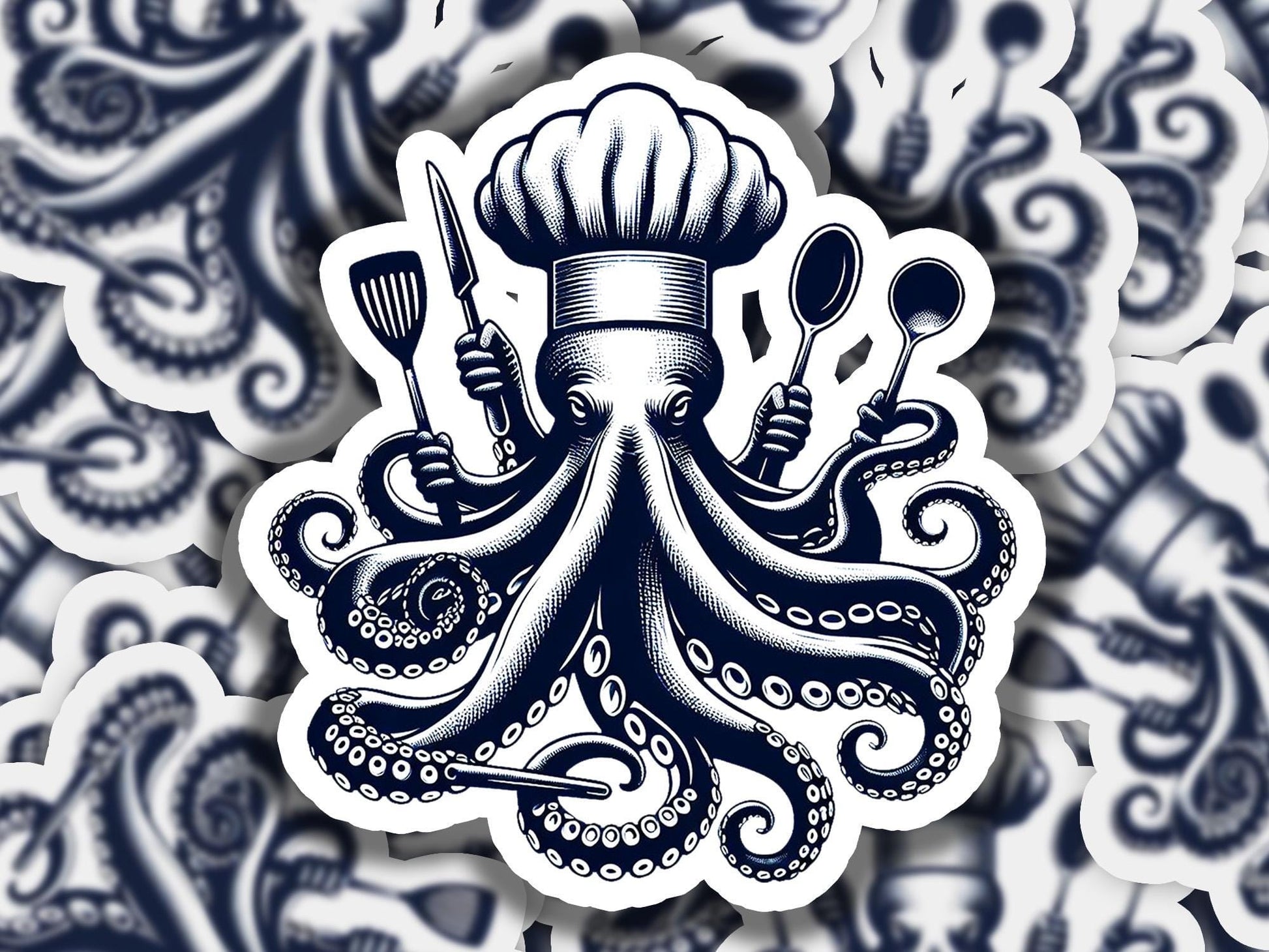 an octopus with a chef's hat on it's head