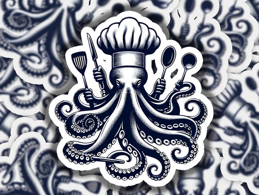 an octopus with a chef&#39;s hat on it&#39;s head