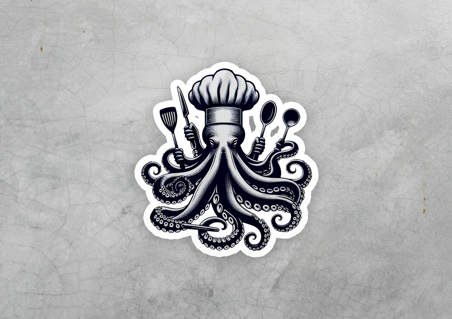 an octopus sticker with a chef's hat on it