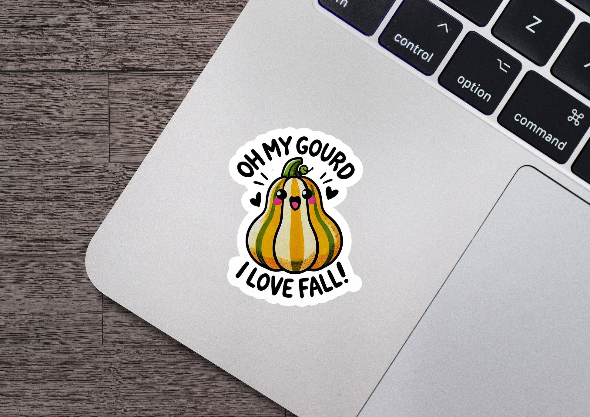 a sticker of a gourd that says, oh my gourd