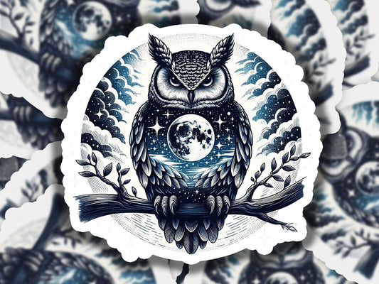 an owl sitting on top of a tree branch