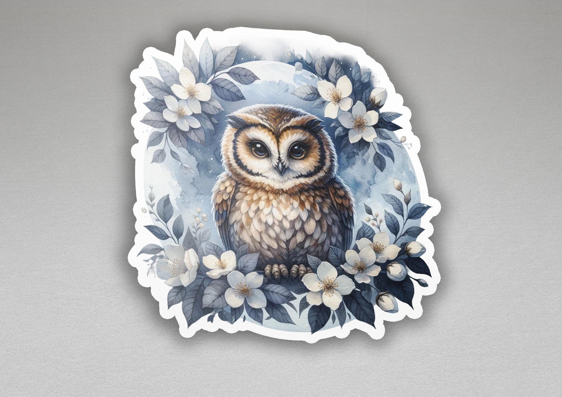 a picture of an owl with flowers on it