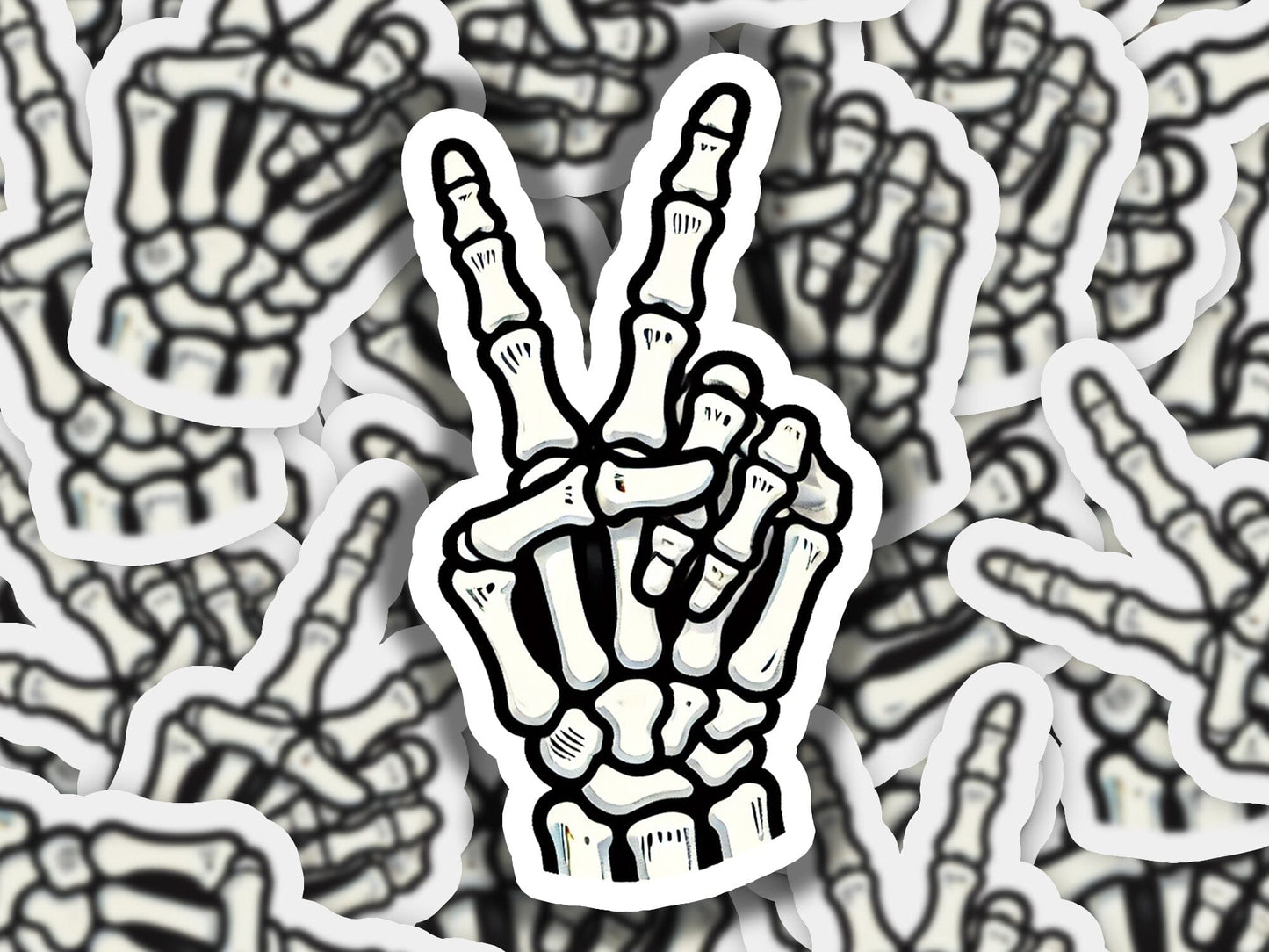 a sticker of a hand making a peace sign