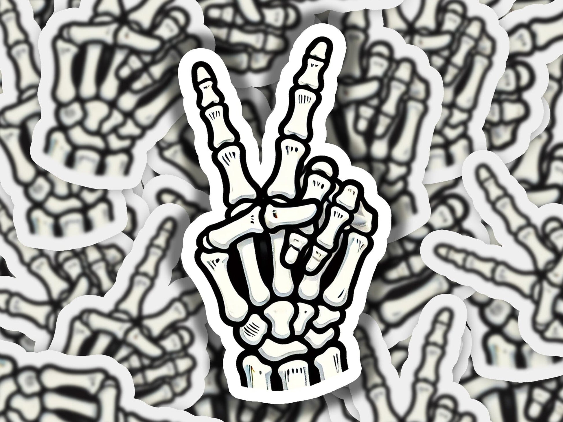 a sticker of a hand making a peace sign