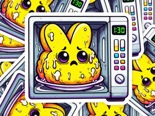 Peep Microwave Easter Vinyl Sticker | Dishwasher Safe & Durable | Custom Sizes | Fast Shipping | Made in USA Fiesta Doodle waterproof vinyl sticker. dishwasher safe outdoor sticker.