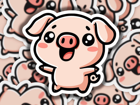 a pig sticker sitting on top of a pile of pig stickers