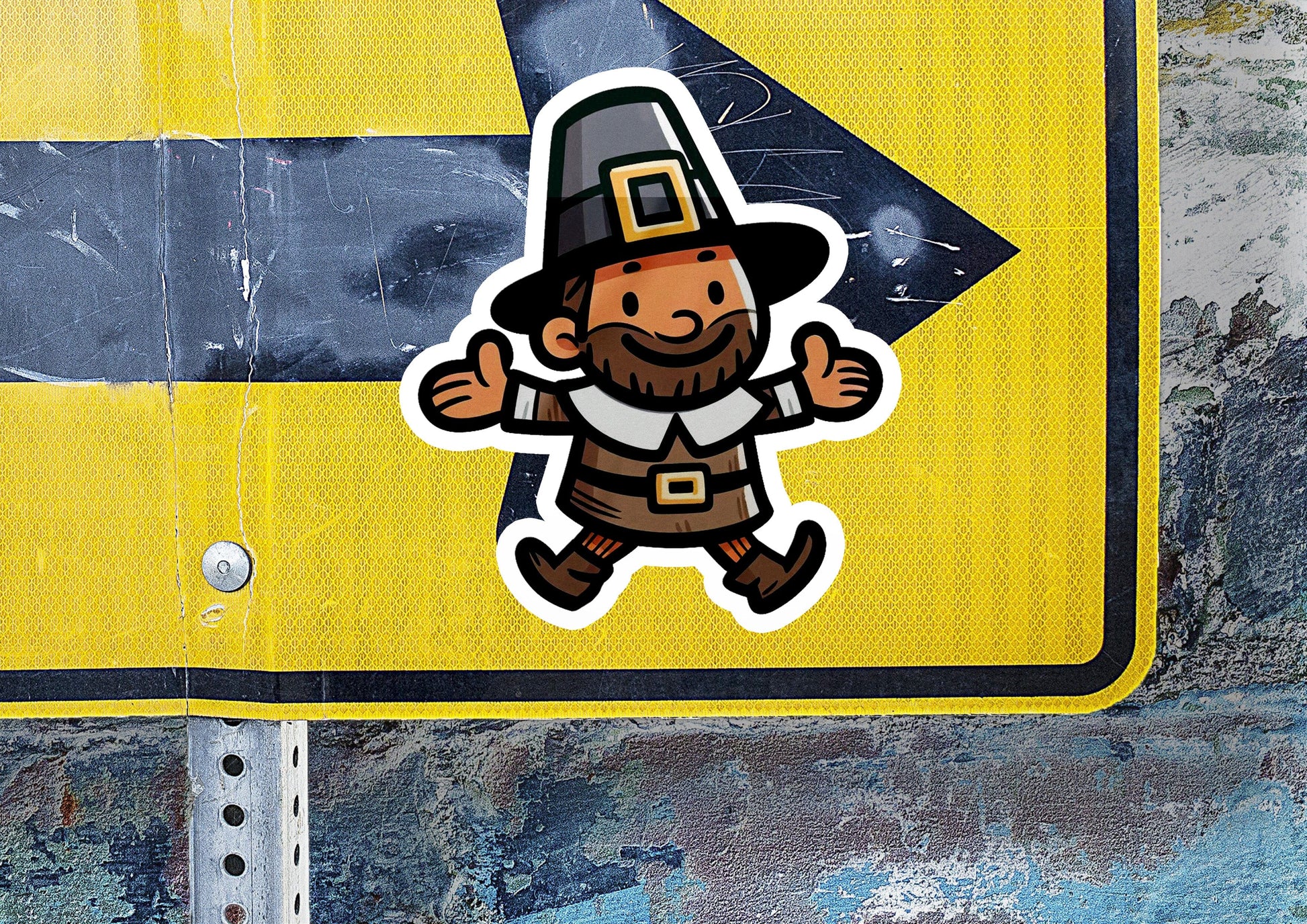 a street sign with a sticker of a wizard on it