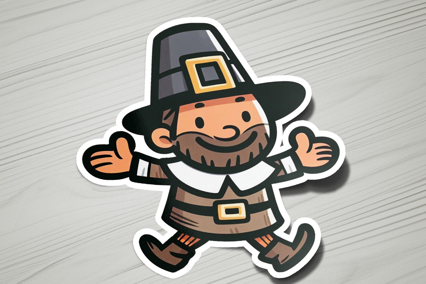 a sticker of a man with a hat and a beard