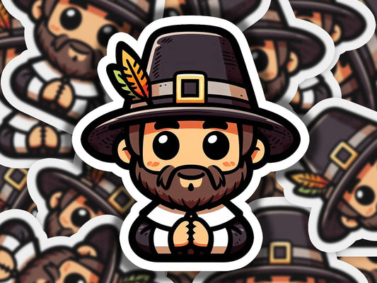 a bunch of stickers with a man wearing a hat