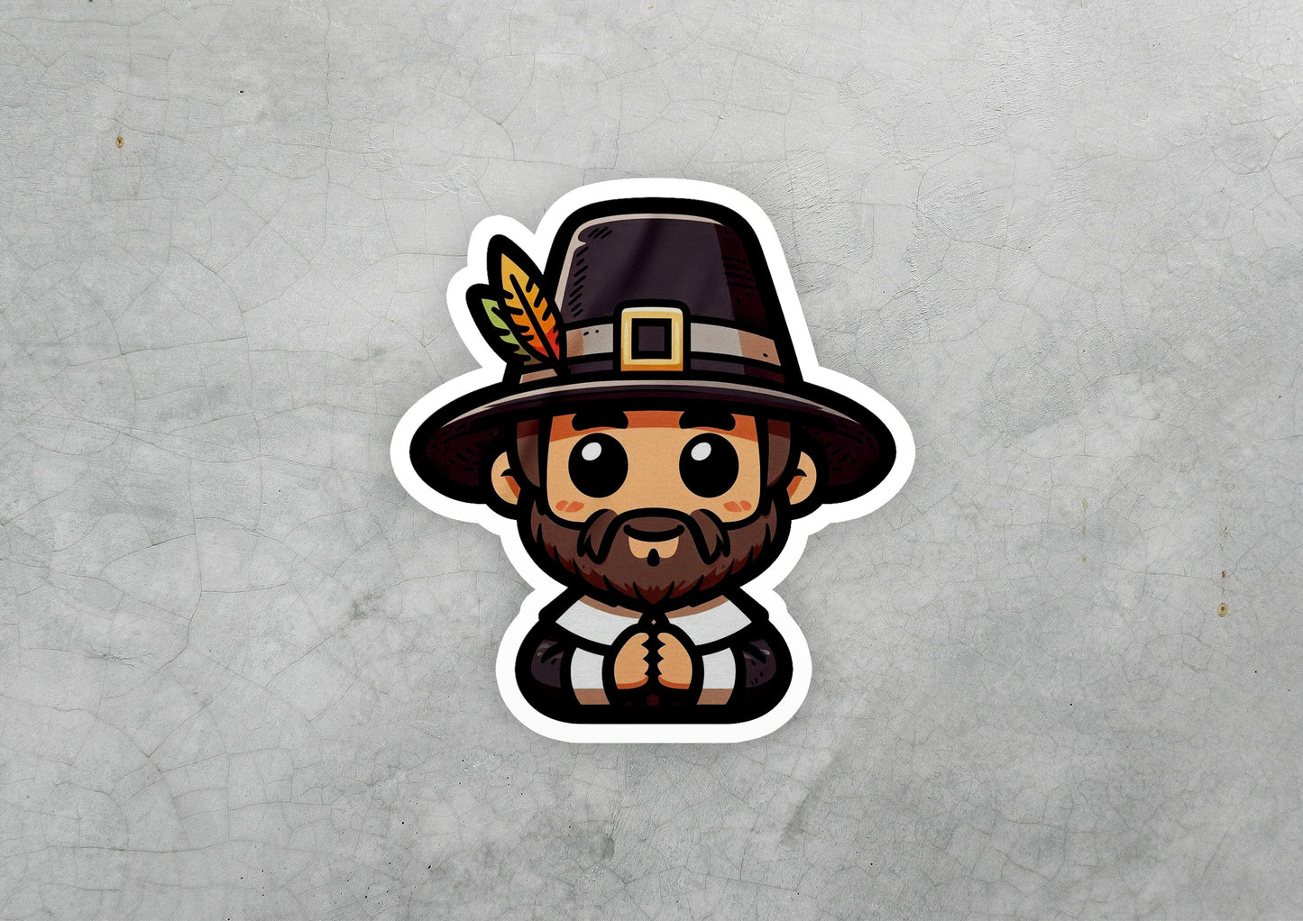 a sticker of a man with a beard wearing a hat