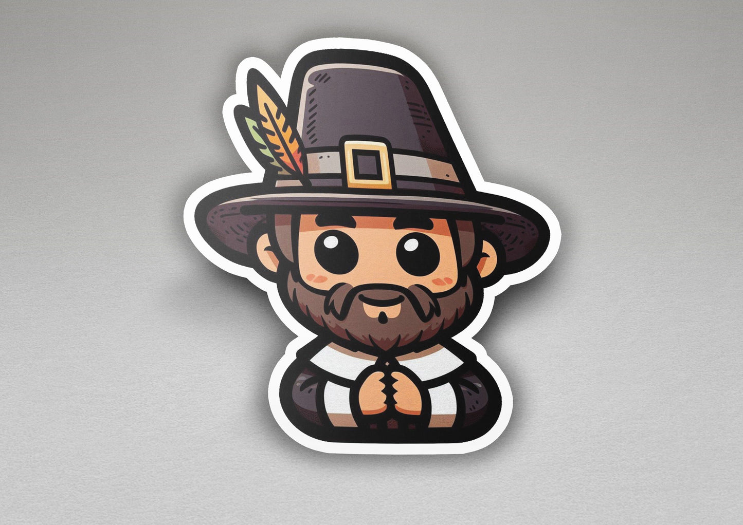 a sticker of a man wearing a hat and a bow tie